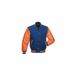 Chaqueta Estilo Universitaria Unisex Azul Rey y Blanca, Forro Acolchado, Ribete Acanalado a Rayas, Botones a Presión, Abrigo Urbano de Moda - Product Image 5