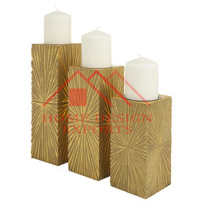 Nouveau design fait à la main en bois rustique marron bougeoirs en bois de manguier bougeoir ensemble de 3 pour décor de centres de table - Product Image 6