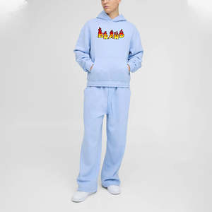 ชุดวอร์มผ้าฝ้ายโอเวอร์ไซส์สำหรับผู้ชายชุดวอร์ม2ชิ้นทรงแบ็กกี้และมีฮู้ดสำหรับ100% ออกแบบได้ตามต้องการ - Product Image 4