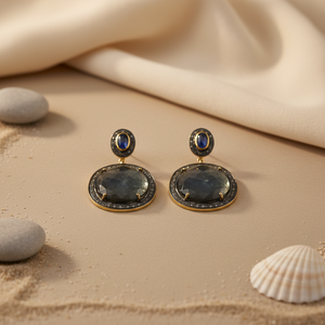 Boucles d'oreilles pendantes en forme de goutte d'eau en saphir et diamant plaqué or 14 carats et 18 carats pour femmes, pendentif religieux chrétien pour mariages et fêtes - Product Image 2