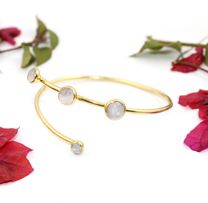 Brazalete ajustable de oro piedra lunar en bruto joyería de cristal bohemio para regalo joyería Bohemia hecha a mano pulsera de piedra natal de junio - Product Image 2