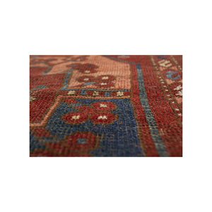 Alfombra Kilim de Lana Kiaan de Gran Tamaño, Anudada a Mano, con Patrón Geométrico Rojo Naranja para Entrada de Casa, Pasillo Rectangular - Paem-1322 9x12" - Product Image 3