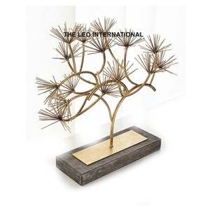 Aluminio Metal hoja forma oro acabado esculturas modernas de la India juegos de 3 lujo hecho a mano hogar decorativo - Product Image 6