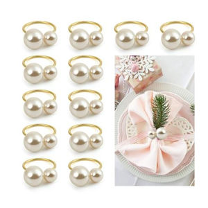 Servilleteros de perlas de nuevo diseño, servilleteros dorados para decoración de mesa de comedor Formal o informal, servilletero - Product Image 1