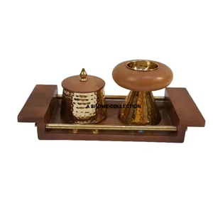Wooden <b>Bakhoor</b> <b>Burner</b> Table Decorative Luxury Incense <b>Burner</b> at Hot Selling Most Trending Mabkhar Set with Tray - Product Image 3