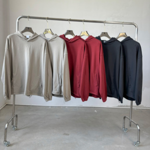 Vente en gros vierge poids lourd surdimensionné 420gsm Streetwear vêtements sweats à capuche sweat en coton impression globale unie hommes - Product Image 1