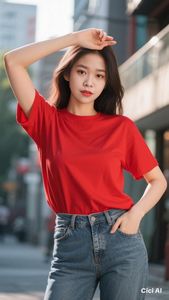 เสื้อยืดลำลองสีแดง ทรงปกติ แขนสั้น คอกลม ผ้าฝ้าย 95% + ผ้าสแปนเด็กซ์ 5% พิมพ์ลาย (ลายกราฟิก) ผลิตในเวียดนาม - Product Image 2