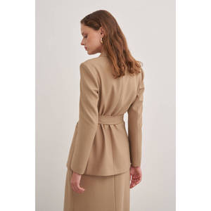 Veste en laine flanelle camel - Manteau court chaud pour l'automne et l'hiver - Product Image 6