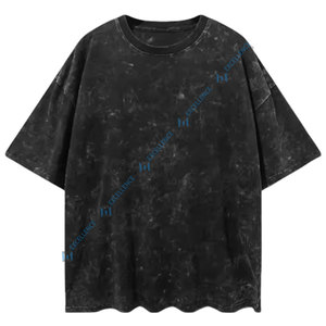 Elegante camiseta Vintage para hombre, ajuste holgado, lavado con ácido, hombro caído, 100% algodón, transpirable, de secado rápido, ecológico para todos los días - Product Image 1