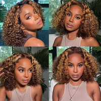 Perruque Bob Courte Ondulée Profonde en Cheveux Humains Transparente HD P4/27 Ombré Highlight Piano Curly avec Lace Frontale 13x4 – Vente en Gros, Fournisseur Chaud, Livraison Directe
