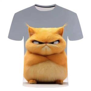 T-shirt à motif de chat drôle pour hommes personnalité Animal 3D imprimé t-shirts été lâche hauts à manches courtes décontracté col rond t-shirts - Product Image 1