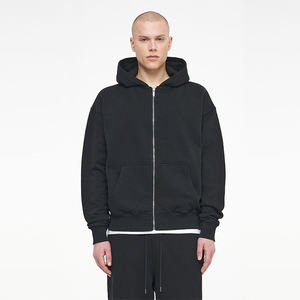 High Quality Oversized Men Hoodies Custom Logo for Puff Print <b>Cardigan</b> with Full Zipper Loose Fit Winter <b>Coat</b> with Hooded Collar - Product Image 5