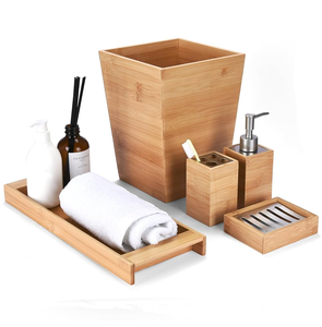 Accesorios de baño de Hotel, 4 Uds., juego de accesorios de baño de madera de Acacia, juego de baño de madera negra precioso - Product Image 6