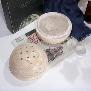Soporte de mármol esférico para incienso, quemador de incienso de travertina Natural, novedad - Product Image 5