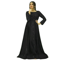 Robes décontractées longues en mousseline de soie à manches longues, brodées de dentelle, avec fermetures éclair, coupe trapèze, grande taille, pour fêtes et festivals