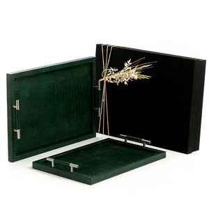 Antique Kitchen <b>Gadgets</b> Wooden Food Decorative Carrying Flatware Tray Most Expensive Golden Leather Food Breakfast Serving Tray - Product Image 6