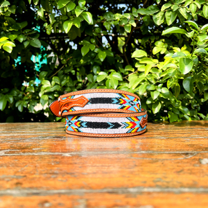 Ceinture en cuir perlé Western fabriquée à la main avec boucle à ardillon en alliage de zinc Motif Paisley Largeur 40mm-Qualité supérieure - Product Image 4