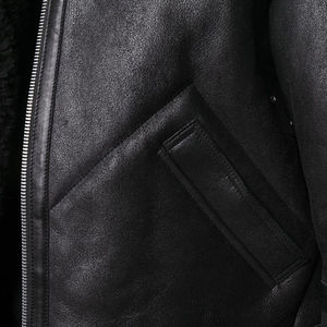 Chaqueta de Cuero de Aviador Negra para Hombre, Diseño OEM, Estilo Nuevo, Chaqueta de Cuero para Motocicleta y Ropa Urbana - Product Image 6