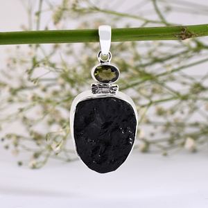 Colgante de plata esterlina 925 hecho a mano con amatista peridoto moldavita turmalina encantos regalo para ella joyería al por mayor - Product Image 4