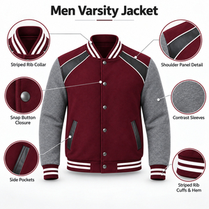 Chaqueta Varsity Premium para Hombre con Construcción Duradera, Comodidad Suave y Estilo Refinado para Ropa Urbana Moderna y Uso Diario - Product Image 6
