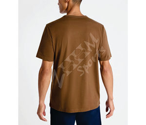 Camiseta de cuello redondo de 100% algodón para hombre, camiseta de alta calidad de 220g, diseño liso sólido con logotipo frontal, estilo informal - Product Image 4