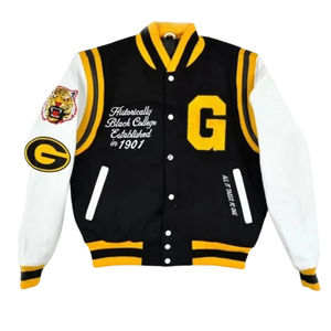 2025 dernières vestes universitaires de Style de Baseball approvisionnement OEM grande taille hommes Chenille patchs brodés col montant Patchwork - Product Image 1