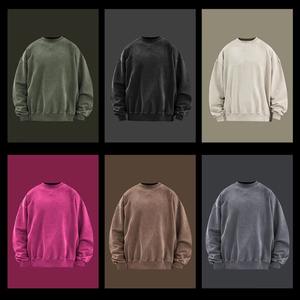 Sweat-shirt pour homme personnalisé, surdimensionné, délavé à l'acide, col rond, coton, molleton français, lourd, brodé, sweat-shirt à capuche en poudre - Product Image 3