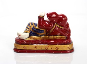 Nirmala Handicrafts Metal Sleeping Ganesh <b>Statue</b> with Meenakari Enamel Handmade Red Color Rajasthan Origin - Product Image 4