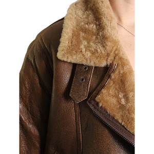 Best Quality <b>Women's</b> Sheep Fur Lining Winter <b>Suede</b> Leather Waterproof POWER DRY V-neck Shearling <b>Jacket</b> for Very Cold Weather - Product Image 3