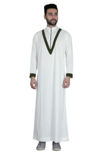 2023 nouveau Thobe arabe Jubba conçoit des vêtements musulmans de Dubaï blanc teint personnalisé hommes Thobe poitrine rayure musulman traditionnel - Product Image 5