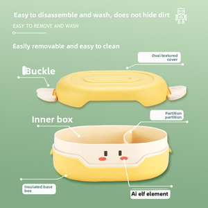 Lonchera Bento |   Contenedor de Alimentos Térmico a Prueba de Fugas |   Apto para Microondas, Libre de BPA, Diseño de Dibujos Animados Rosa para Oficina/Picnic - Product Image 5