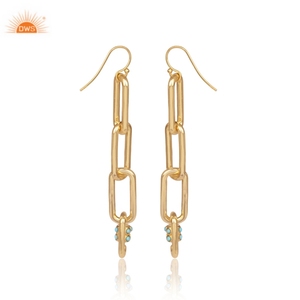 Conception chaude 925 argent Sterling naturel Arizona Turquoise pierres précieuses trombone chaîne balancent boucle d'oreille fournisseur de bijoux personnalisés - Product Image 3