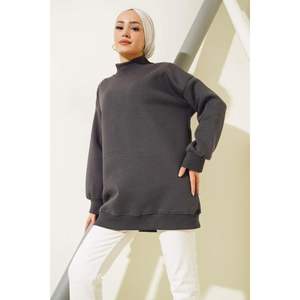 Tunique florale à col roulé à trois fils modeste bureau dame lanterne creuse couleur fumée personnalisée longueur au genou pour Club Day ODM 2 pièces - Product Image 2