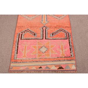 Vintage Turkish Herki <b>Rug</b> 2.8x9.9 ft, Orange <b>Runner</b> Geometric Wool <b>Rug</b> - Product Image 5