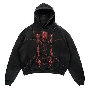 เสื้อครอปแบบมีฮู้ดฟอกสีกรดวินเทจ100% ผ้าฝ้ายน้ำหนักมากเสื้อผ้าแนวสตรีทพิมพ์ดิจิตอลออกแบบได้ตามต้องการสำหรับฤดูหนาว - Product Image 3