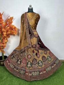 Élégant Royal Bridal Lehenga Heavy Jarkan Work Double Dupatta 6M Flair Multi Color 12 Kali Traditional Indian Wedding Wear - Product Image 5
