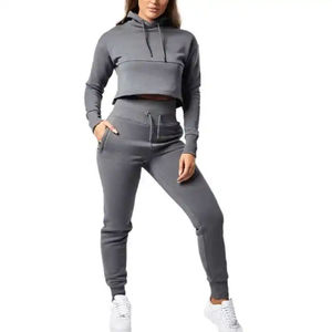 Conjunto de chándal de dos piezas para mujer con logotipo personalizado, ropa deportiva, conjunto de chándal para mujer, chándal al por mayor - Product Image 2