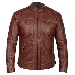 Chaqueta de Cuero Marrón para Hombre, Estilo Urbano, Nueva, a la Moda, Personalizada, de Manga Larga - Product Image 1