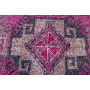 Tapis vintage, tapis de couloir 2,7x10,9 pieds, tapis en laine Herki rose gris - Product Image 5