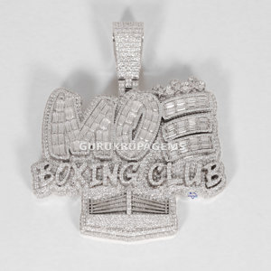 Exquisito colgante de diamante cultivado en laboratorio de oro blanco de 14 quilates para hombre, diseño de Hip Hop, plata esterlina que presenta sofisticación - Product Image 2