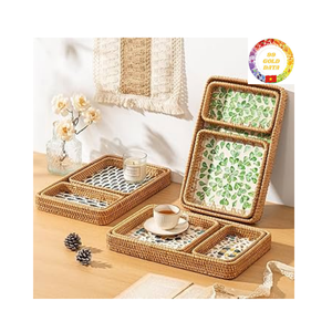 ถาดหวายสานสำหรับตกแต่งทำด้วยมือถาดเสิร์ฟอาหารและโต๊ะรับประทานอาหารถาดหวายเป็นมิตรต่อสิ่งแวดล้อม - Product Image 1