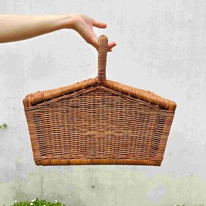 Panier pique-nique en rotin en osier classique avec couvercle du Vietnam grand panier de récolte en osier léger pour un voyage facile - Product Image 3
