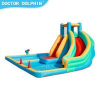 Castillo Inflable Acuático Personalizable con Tobogán, Tela Oxford 420D 840D Reforzada, Capacidad para 4 Niños, Dos Cañones de Agua, Ideal para Campamentos de Verano