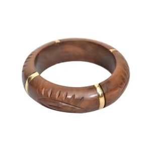 Handmade Natural Crafts Designer <b>Wooden</b> Bangles with brass Inlay Work perfect for unisex - Product Image 2