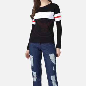Women Casual 100% Cotton Eco-Friendly Heavy Duty Long Sleeves T-Shirts OEM Service - Product Image 5