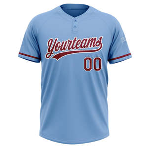 Camiseta de béisbol con bordado personalizado EM, ropa deportiva de equipo transpirable azul claro con diseño de camiseta de béisbol de Club a rayas - Product Image 2