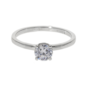 Anillo solitario de oro amarillo de 14 quilates con diamante natural redondo brillante en Ajuste clásico de cuatro puntas para uso diario elegante - Product Image 3