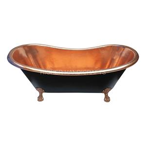 Fabbrica diretta di lusso in rame vasca da bagno doppio pantofola Design moderno antico Freestanding bagno vasca da bagno in rame puro vasche da bagno - Product Image 5