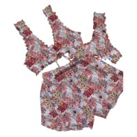 Conjunto de Lencería Sexy de 3 Piezas, Brasier, Ropa Interior Femenina, Conjunto de Brasier, Bragas y Pantalones Cortos con Tela 100% Algodón, Estampado a Mano