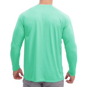 Diseña tu propia camiseta de pesca de poliéster Upf 50 en blanco para hombre, venta al por mayor, manga larga deportiva amarilla neón sin marca - Product Image 3